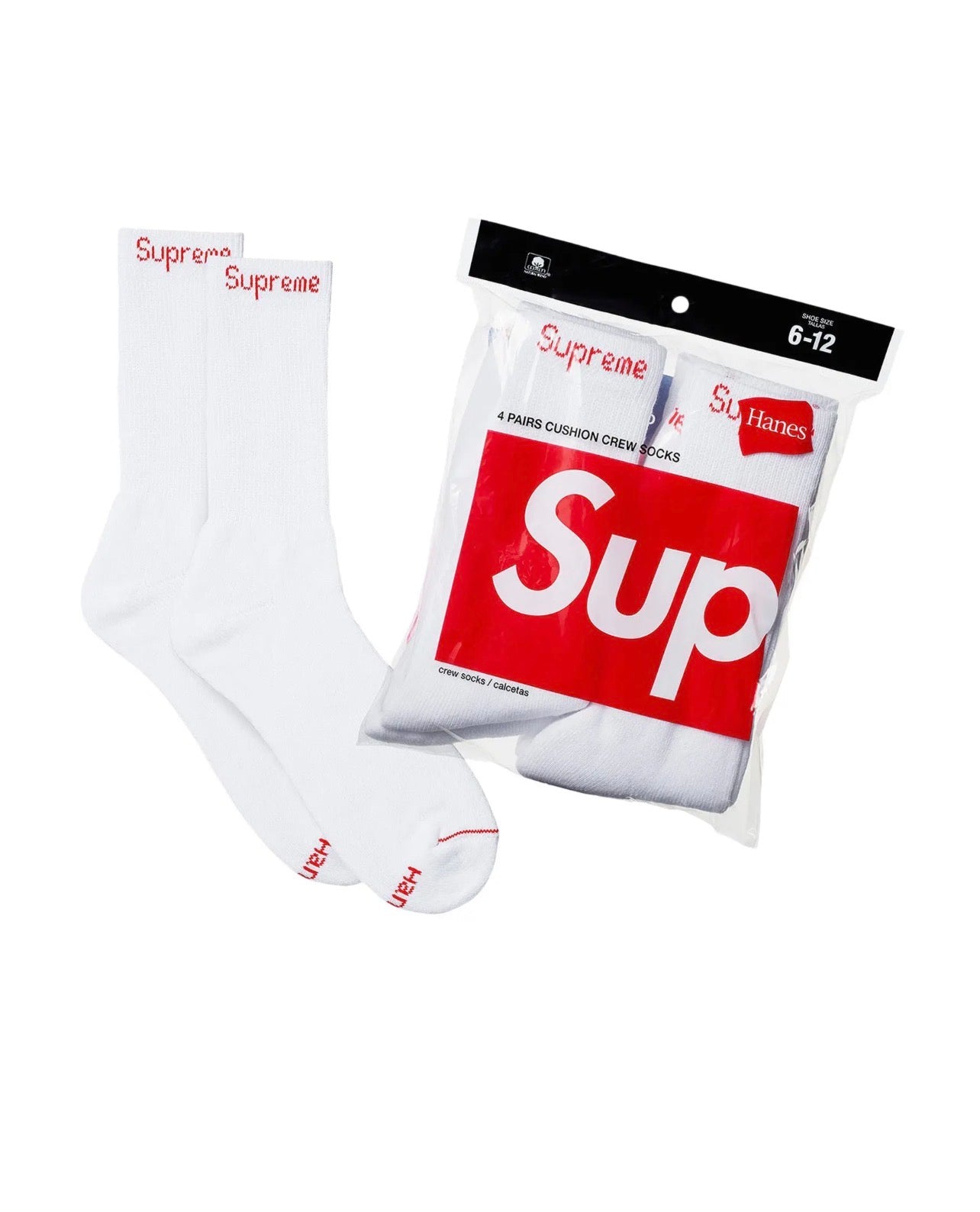 Hanes Crew Socks (4 Pack) "White"